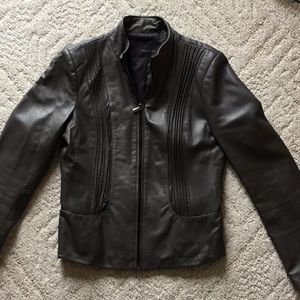 Tahari grey leather jacket